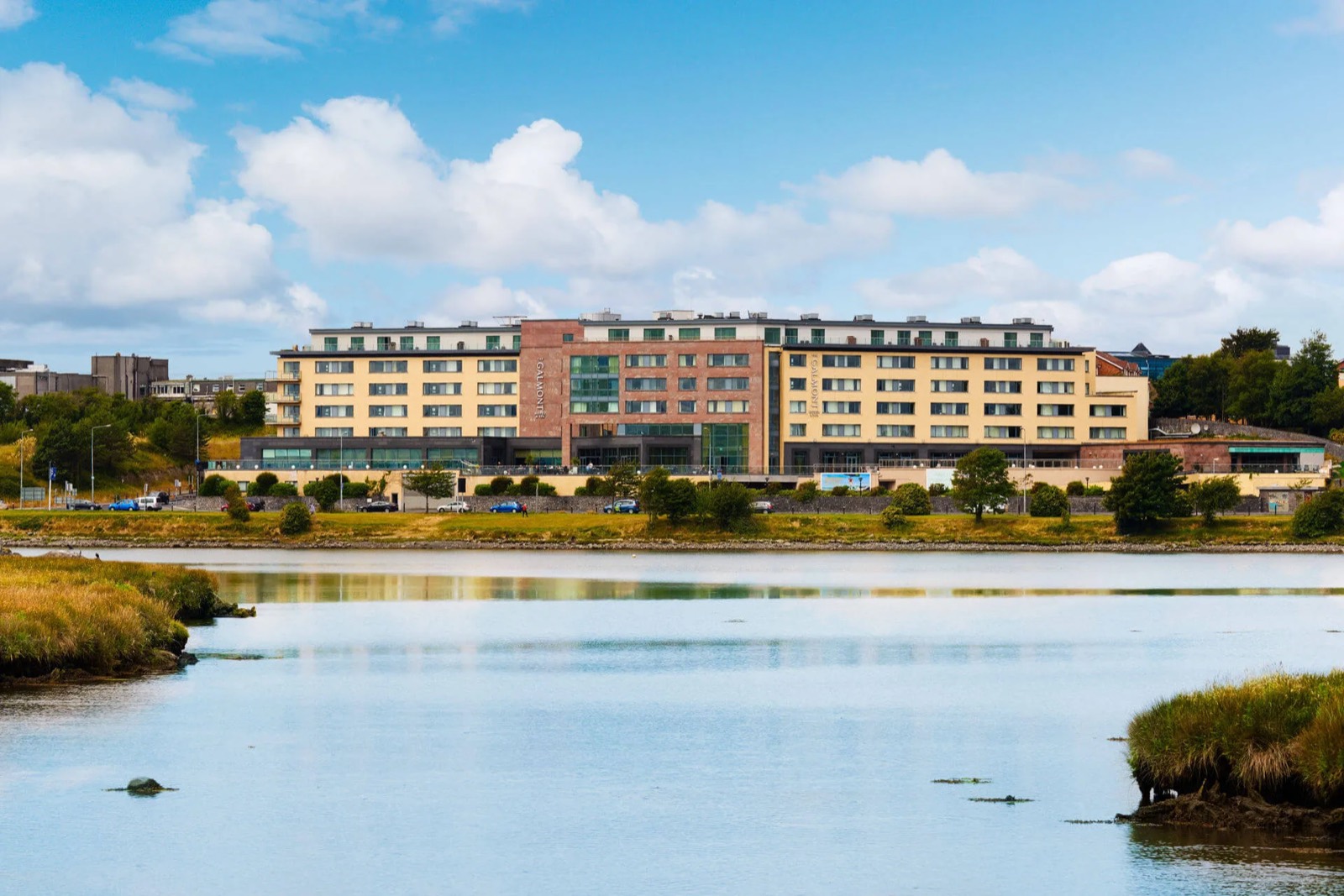 The Galmont Hotel & Spa seen across Lough Atalia, Galway